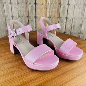 Children pink Platform Heels with Ankle Strap( MACEY-ISS)